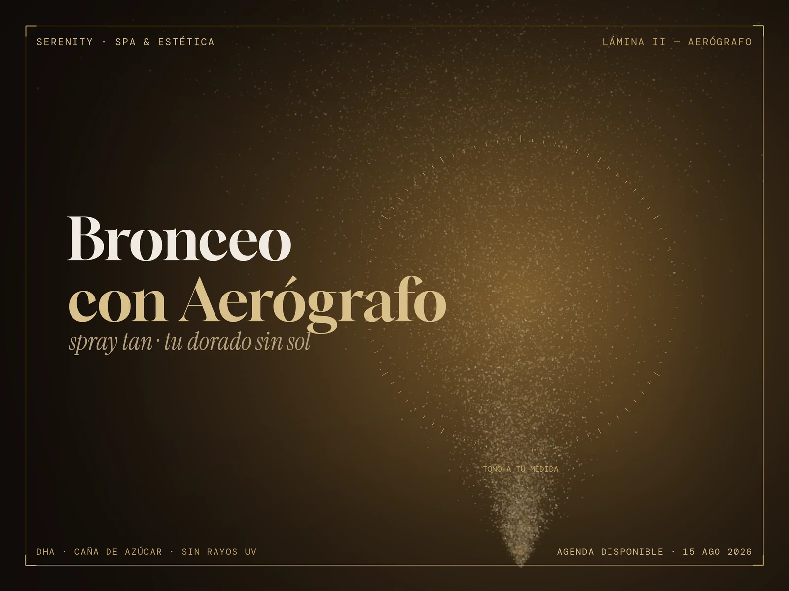 Bronceo con aerógrafo en Serenity Spa Bogotá — spray tan dorado sin sol